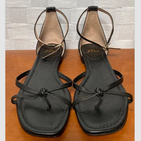J. Crew Black Strappy Open Toe Flat Sandals Shoes Size 7.5 - Picture 1 of 8